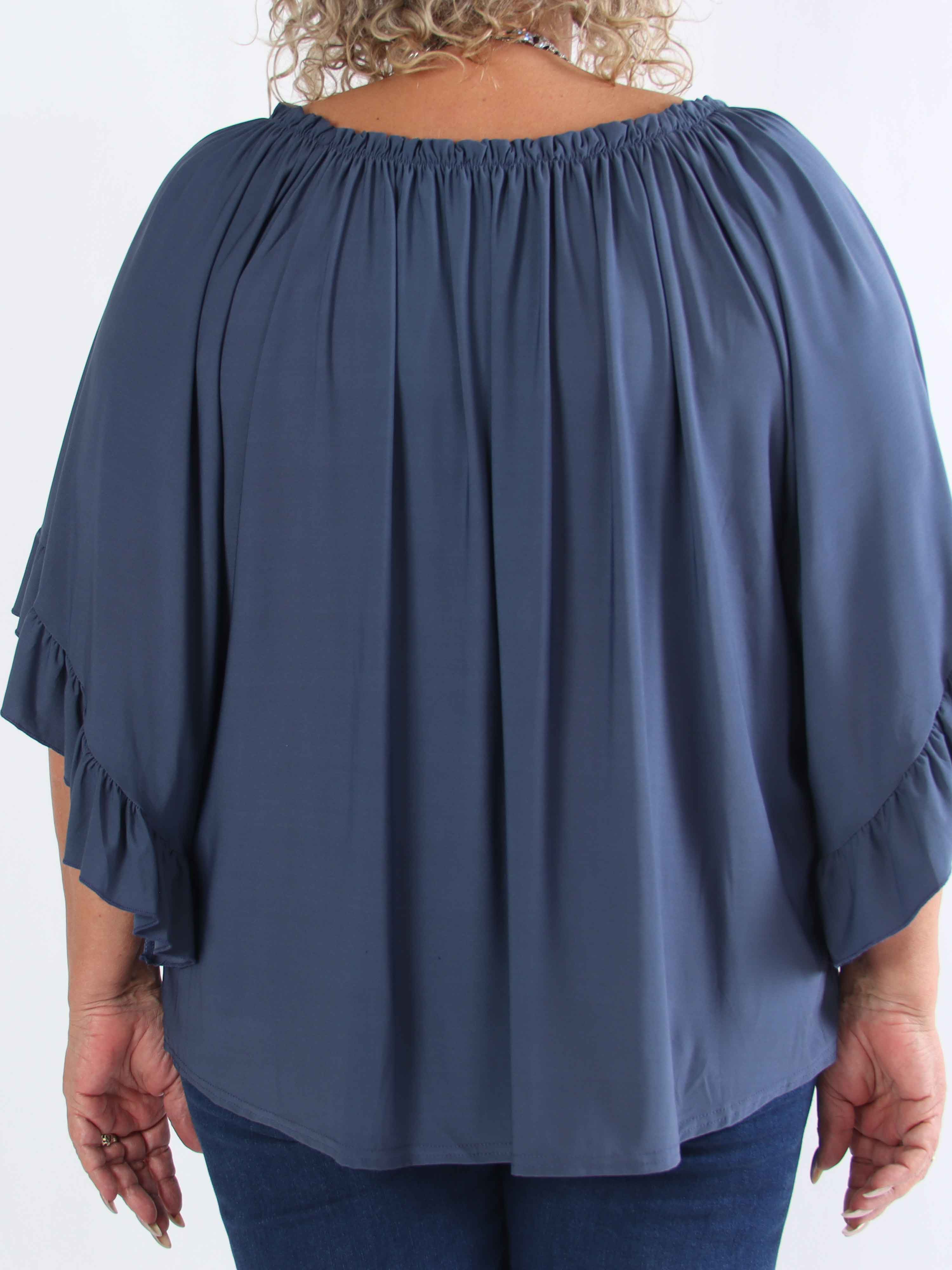 Anneli - Söt elastisk plus size tunika med volangärmar